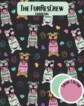 FurResCrew in Charcoal - Dog Pajama with Mint OR Pink Trim/Sleeves