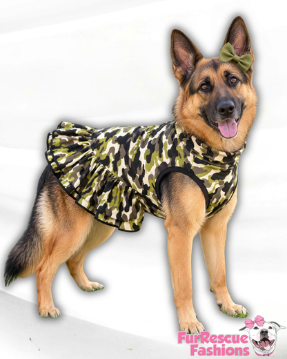 Camo Crew Dog Shirt/Dress/4-Legged PAWjama (UV50 Fabric)