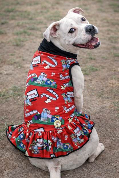 Pupflix & Chill Dog Dress With Ruffle / With Sleeves or Sleeveles