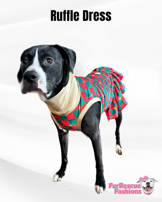 Under The Christmas Tree Dog Dress With Ruffle