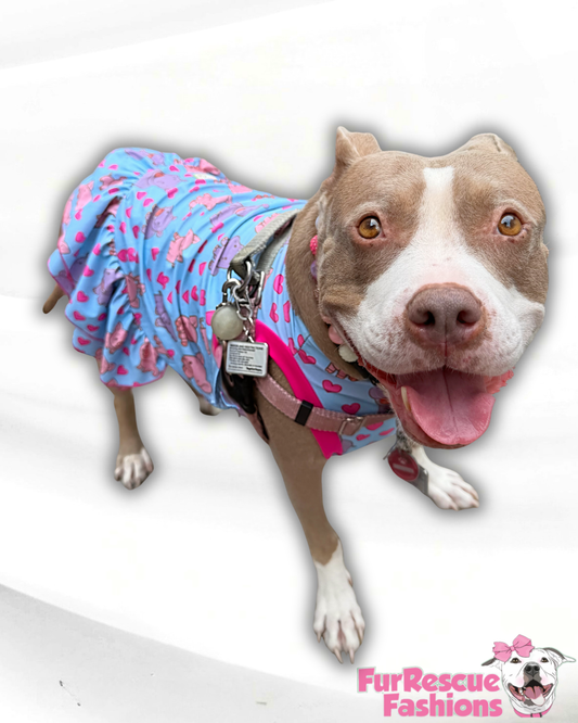 Hippos & Piggies Dog Pajama with Pink Trim