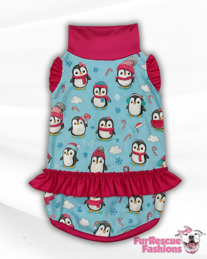 2025 Winter Wonders Dog Shirt With Ruffle On Waist (Available in any pattern)