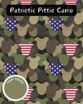 Army Camo American Pittie Dog Pajama with Green Neck & Trim/Sleeves