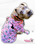 Lover Not A Fighter in Pink - Dog Pajama with Red Neck & Trim/Sleeves