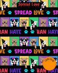 Spread Love Ban Hate - Dog Pajama with Orange Neck & Trim/Sleeves