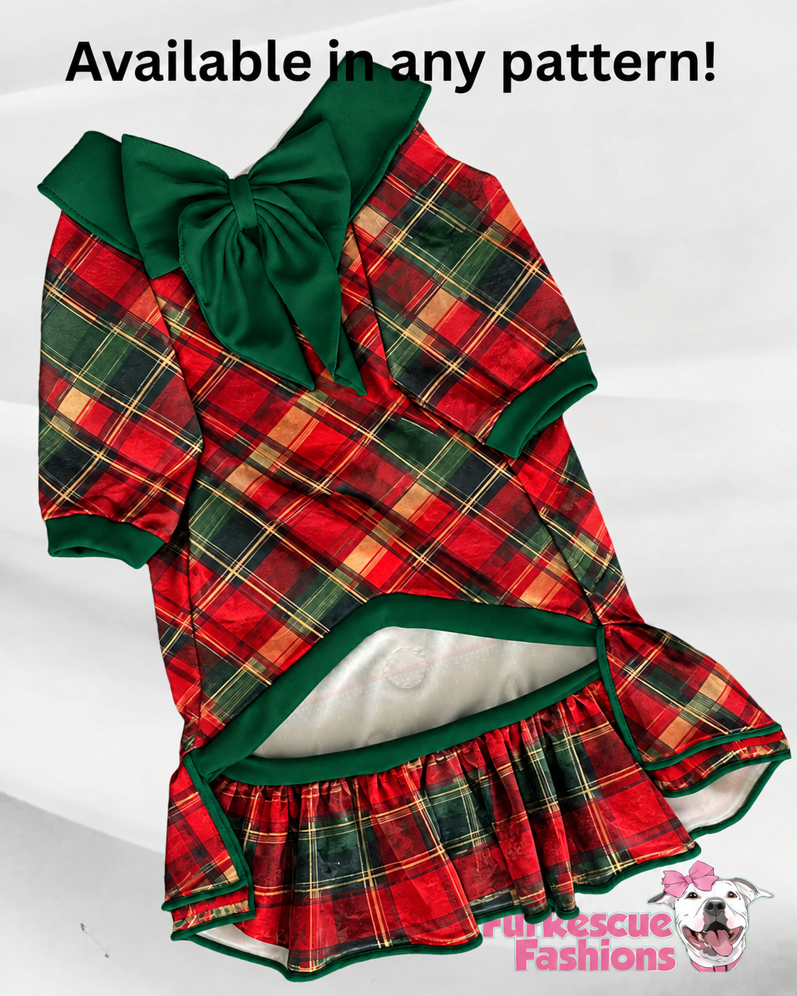 2026 UltraLuxe Christmas Dog Dress With Ruffle / With Sleeves or Sleeveless (Available in any pattern)