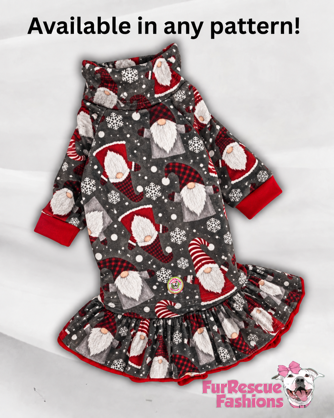 2026 UltraLuxe Christmas Dog Dress With Ruffle / With Sleeves or Sleeveless (Available in any pattern)