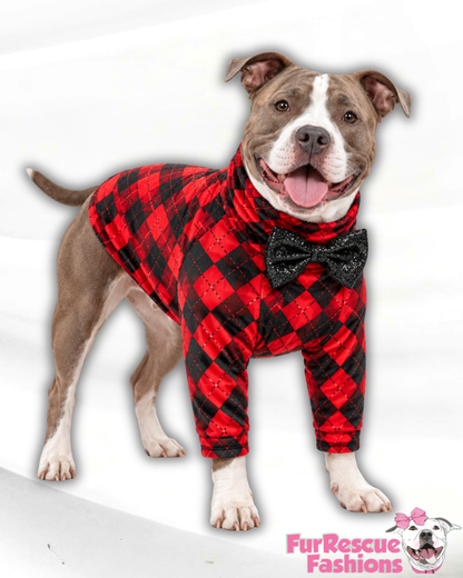 Ultra-Luxe Christmas Dog Shirt With Detachable Bow tie