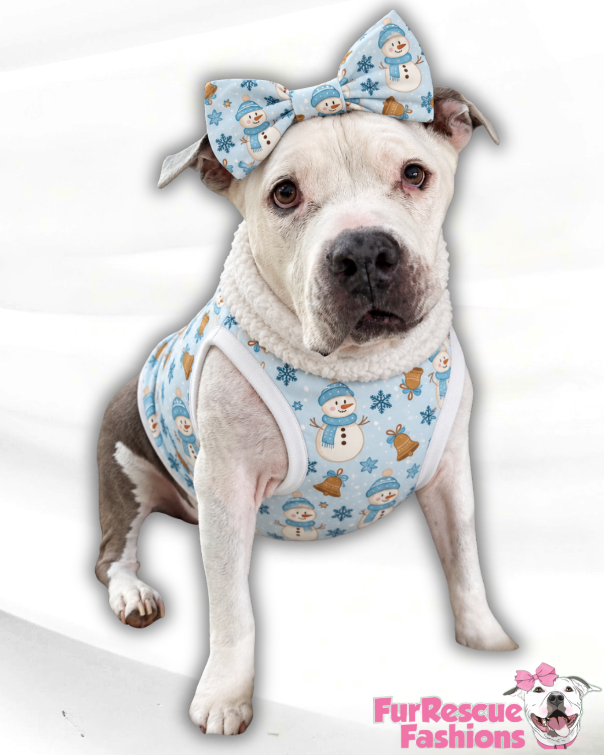 Frosty Friends Ultra-Luxe - Dog Pajama with White Neck & Trim/Sleeves