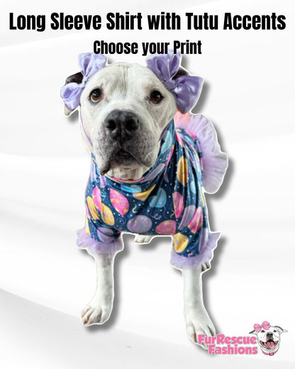 2025 Valentines Dog Shirt With Tulle Accent (Available in any pattern)