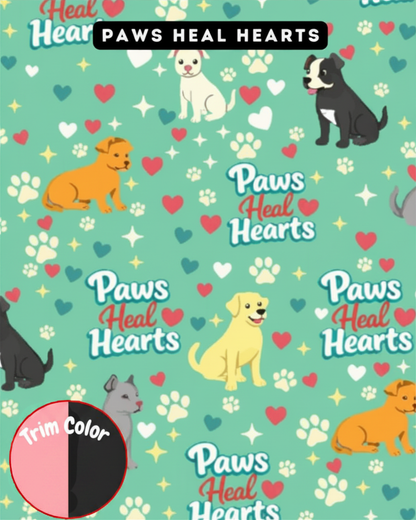 Paws Heal Hearts - Dog Pajama with Pink OR Black Neck & Trim/Sleeves