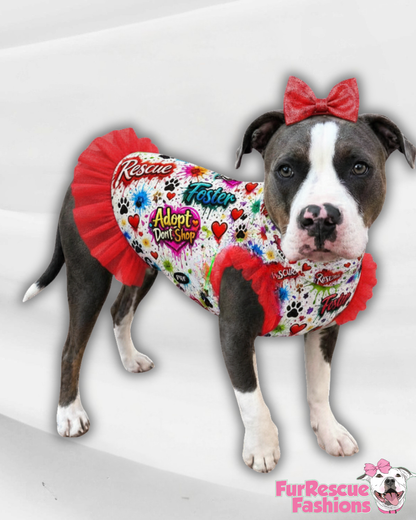 7th Anniversary Dog Shirt With Tulle Accent (Available in any pattern)
