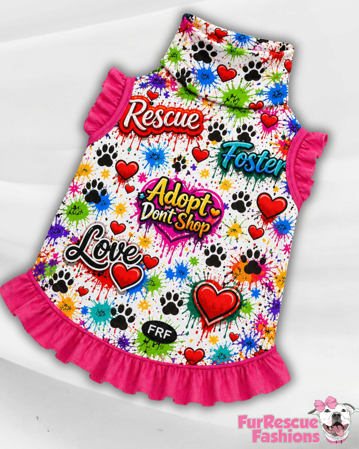 7th Anniversary Dog Shirt With Ruffles On the Booty (AVAILABLE IN ANY PRE-ORDER PATTERN)