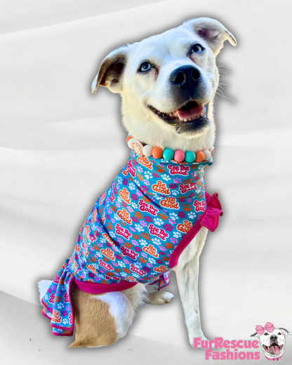 7th Anniversary Dog Dress With Ruffle / With Sleeves or Sleeveless (Available in any pattern)