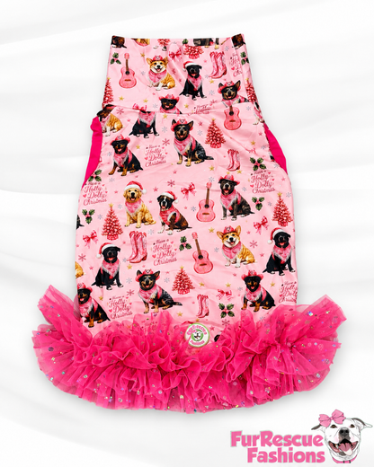 2026 Christmas Dog Shirt With Tulle Accent (Available in all patterns)