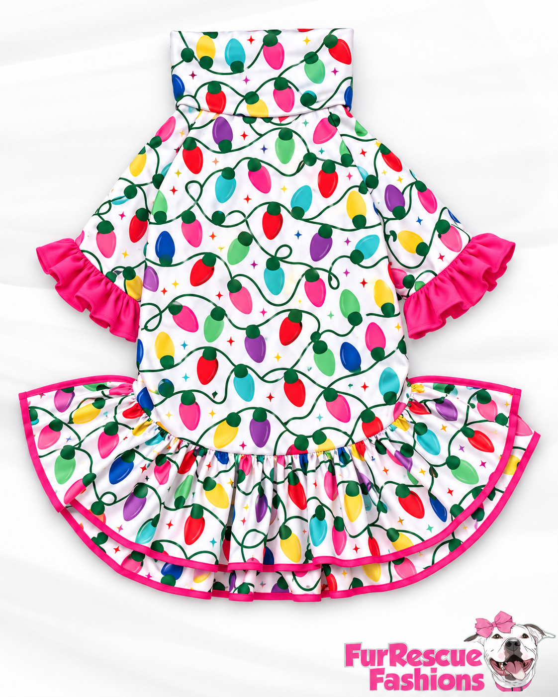 2026 Christmas Dog Dress With Ruffle / With Sleeves or Sleeveless (Available in any pattern)