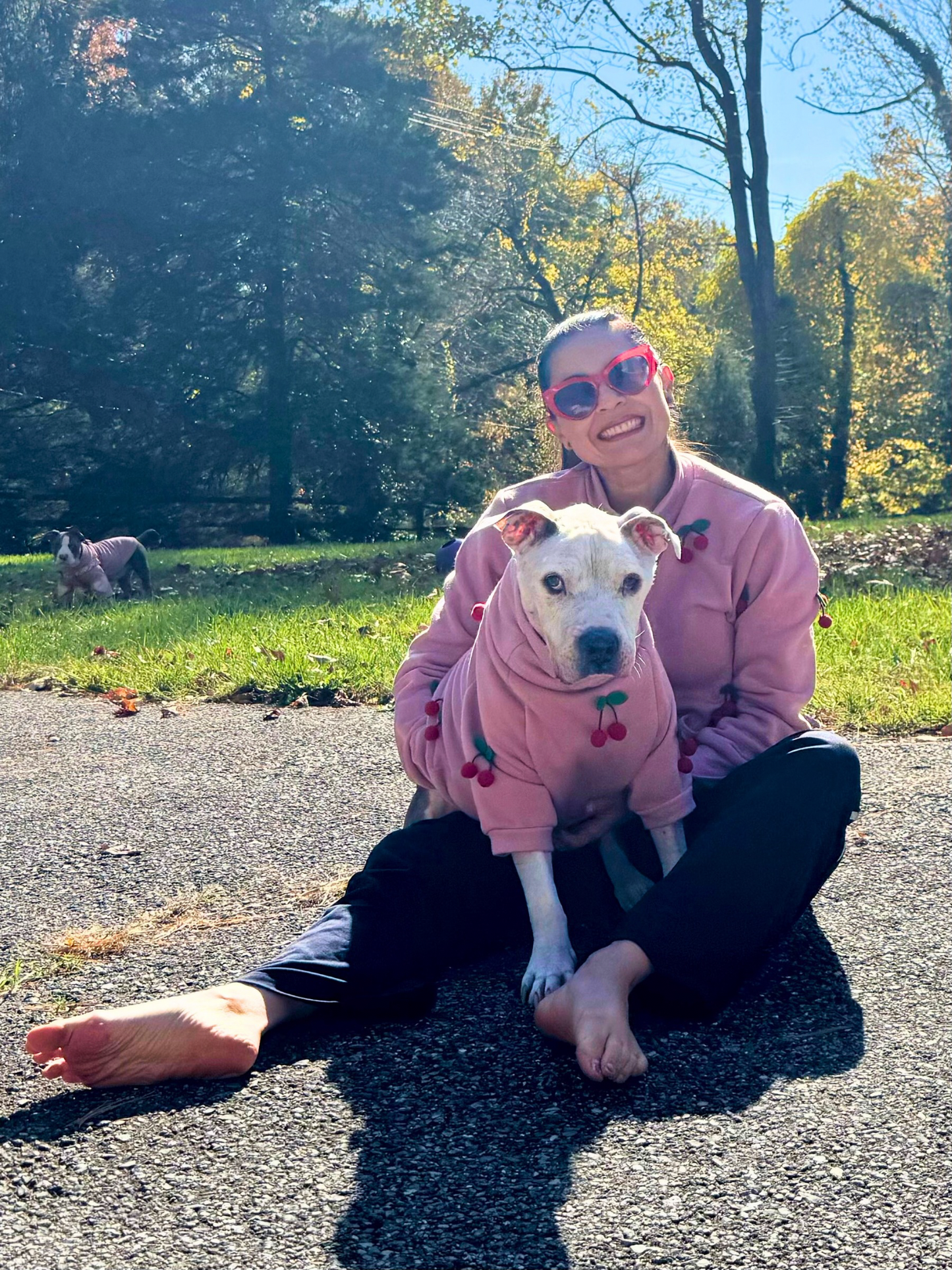 Cherry Love Human Crewneck – Matching Pink Sweatshirt for Dog Moms & Dads