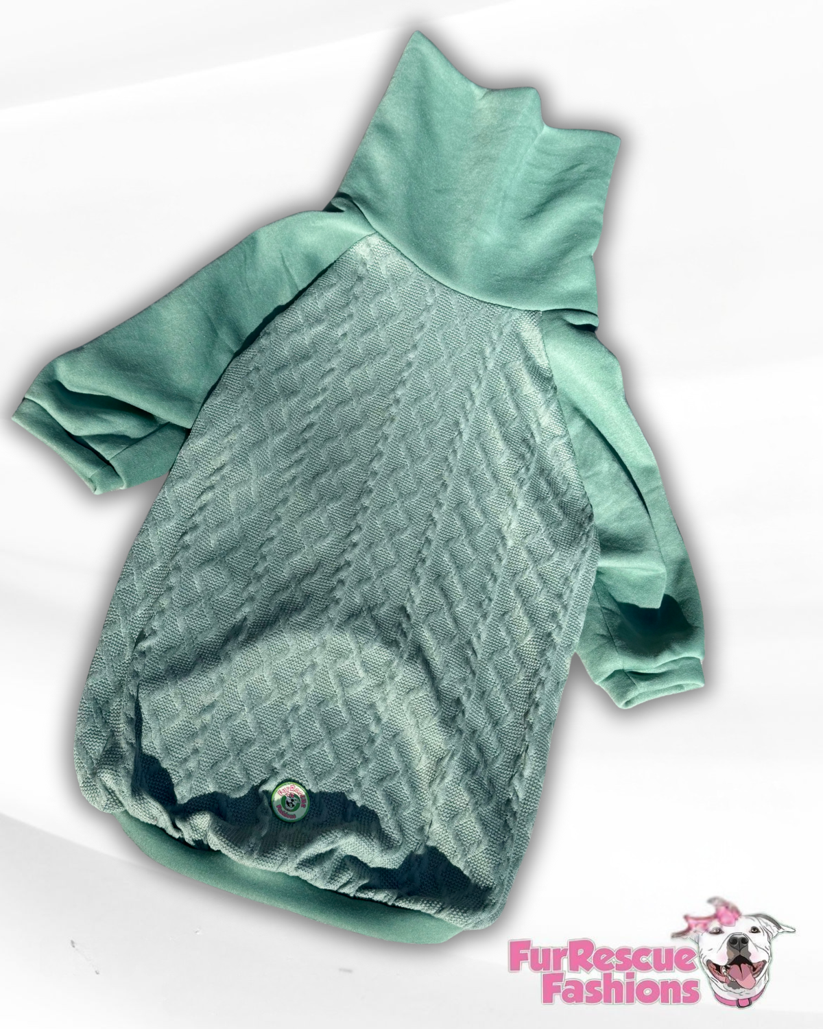 Sage Cozy Knit Dog Sweater – Soft Fleece & Cable Knit with Sleeveless or Raglan Options