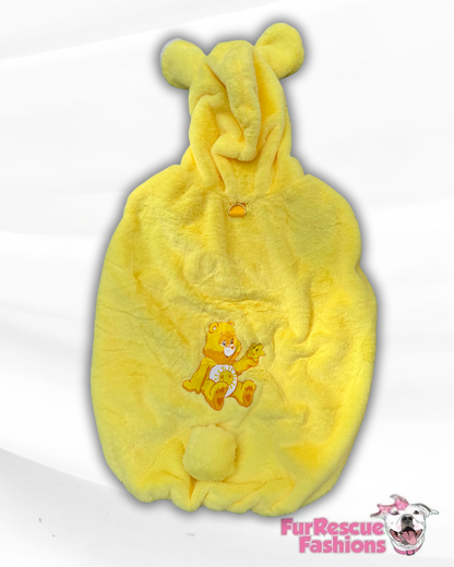 Funshine Bear Light-Up Dog Hoodie – Yellow Fleece Care Bear Outfit with Ears, Tail & Sun Patch