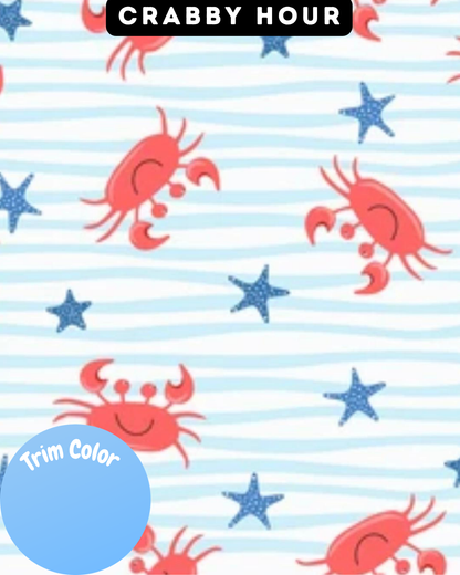 Crabby Hour - Dog Pajama with Blue Neck & Trim/Sleeves