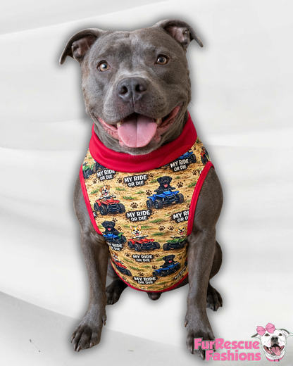 My Ride Or Die - Dog Pajama with Red Neck & Trim/Sleeves