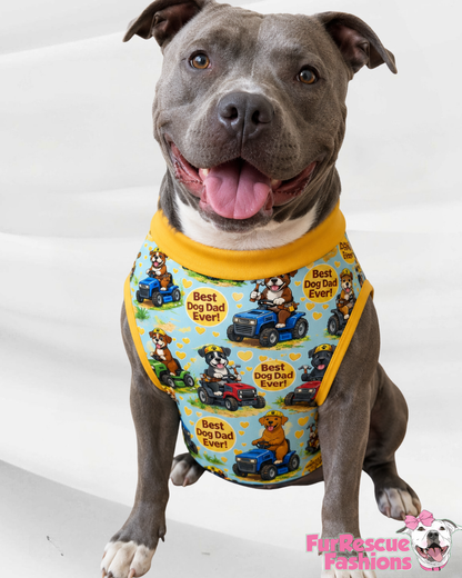 Best Dog Dad - Dog Pajama with Yellow Neck & Trim/Sleeves