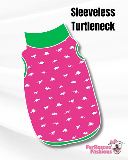 Preppy Dinos (Hot Pink) - PAWjama with Green & White Woven Trim/Collar