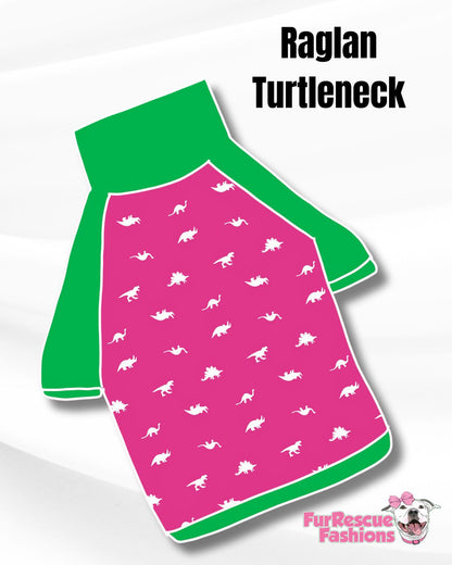 Preppy Dinos (Hot Pink) - PAWjama with Green & White Woven Trim/Collar