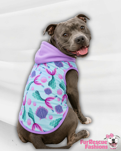 Mermaid Tails & Pearly Treasures   - Dog Pajama with Lavender Neck & Trim/Sleeves