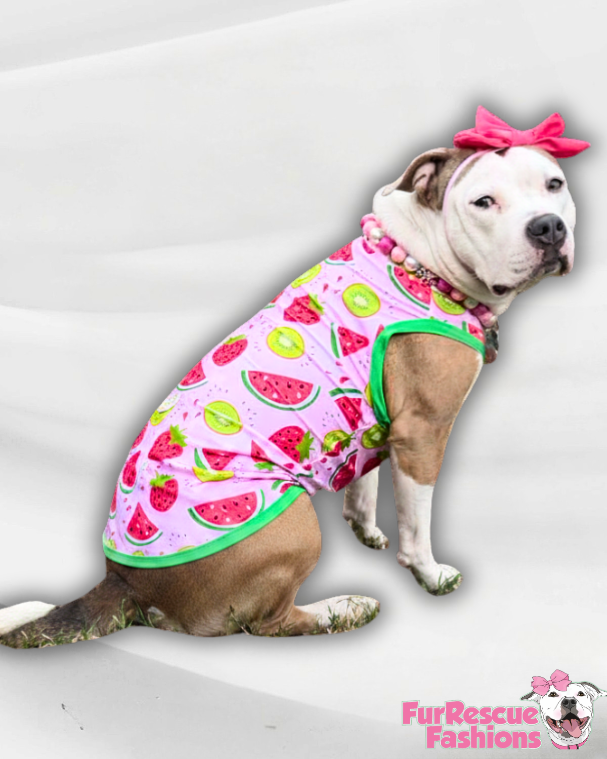 Berry Sweet Summer - Dog Pajama with Green Neck & Trim/Sleeves