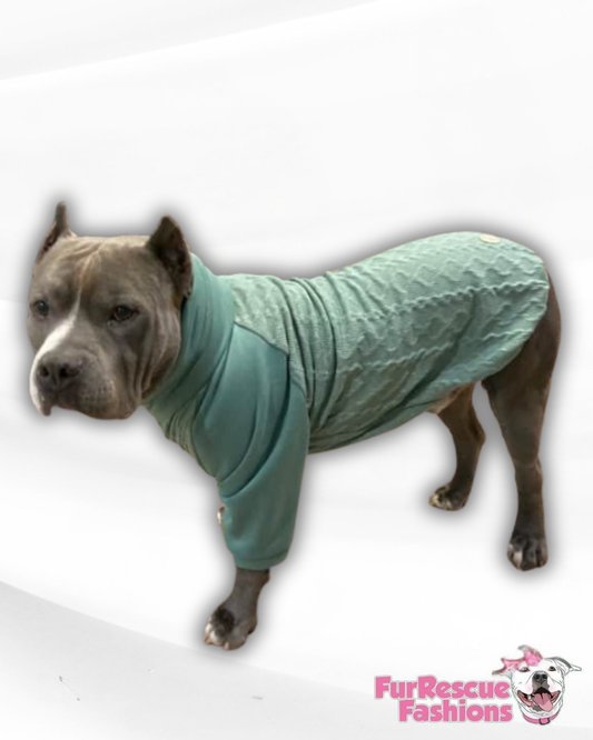 Sage Cozy Knit Dog Sweater – Soft Fleece & Cable Knit with Sleeveless or Raglan Options