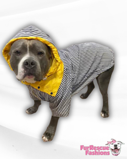 The Georgie Reversible Yellow & Stripes Rain Jacket - Cape - Vest by