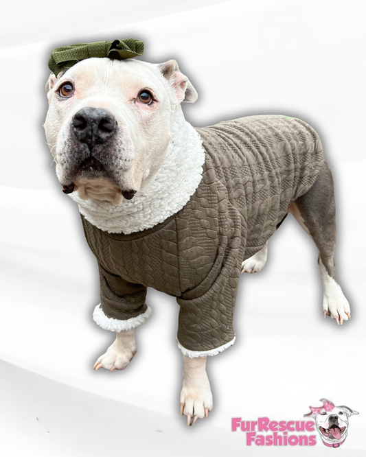 Snood Military Green Cable Knit Sweater - PAWJama