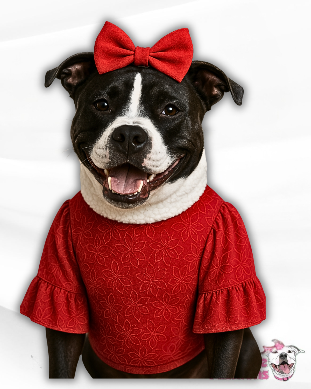 Cozy Poinsettia Ruffle Dog Shirt (sleeves or sleeveless)