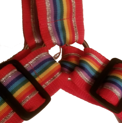 Pride Flag red w/gold stripe No-pull Harness - 1.5"