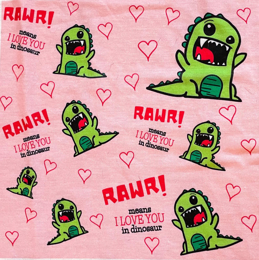 Rawr Means I Love You - PINK PAWJama with Pistachio Trim/Sleeves