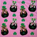 Pitties in Pot of Gold in Pink - PAWJama with Green Trim/Sleeves