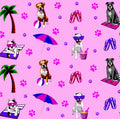 PAWjama - Pitties & Boxers Beach Pawty Pink - Classic Fabric Paw-Shirt (Purple Hoodie/V-Neck & Trim)