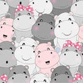 PAWjama - Happy Hippo's- Classic Fabric Paw-Shirt (Pink Hoodie/V-Neck & Trim)