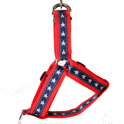 Patriotic Stars Red, White & Blue No-pull Harness - 1.5"