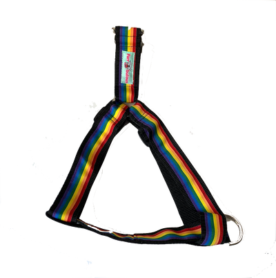 Pride Flag Rainbow Black No-pull Harness - 1.5"