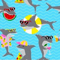 PAWjama - Sharkies Pool Party -  Summer Paw-Shirt  (Yellow Hoodies/V-Neck)