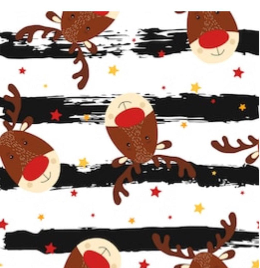 Reindeer Stars & Stripes with Red Trim/Sleeves - PAWJama