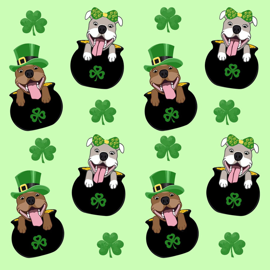 Pitties in Pot of Gold-  Green PAWJama with  Black Trim/Sleeves
