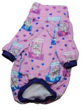 Pitties Free Kisses Booth-  Pink PAWJama with Purple Trim/Sleeves