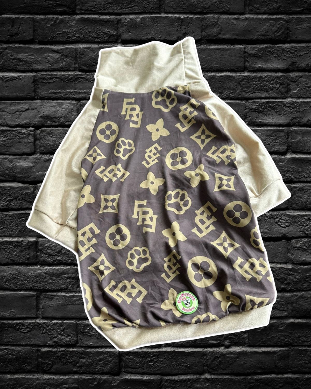 Furri Vuitton Brown - PAWjama with Tan Neck & Trim/Sleeves