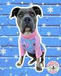 Pitties & Flowers  - PAWjama with Pink Neck & Trim/Sleeves