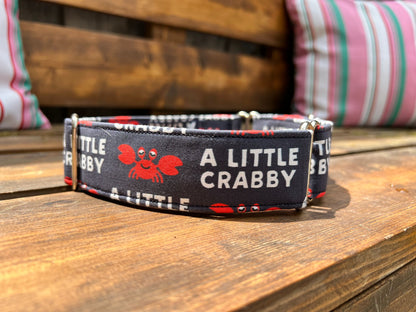 A Little Crabby Blue Fabric Collar 1.5”