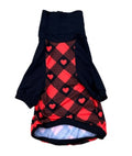 Red & Black Hearts of Plaid-  PAWJama with Black Trim/Sleeves