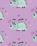 All You Need is Love Rhino in Lilac - PAWJama with Fuchsia Trim/Sleeves